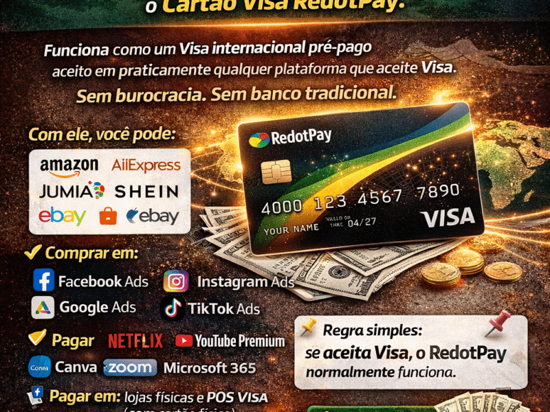 💳🌍 Quer comprar online, fazer anúncios pagos ou assinar serviços internacionais — mas está travado por não ter Cartão VISA? Essa barreira acabou.