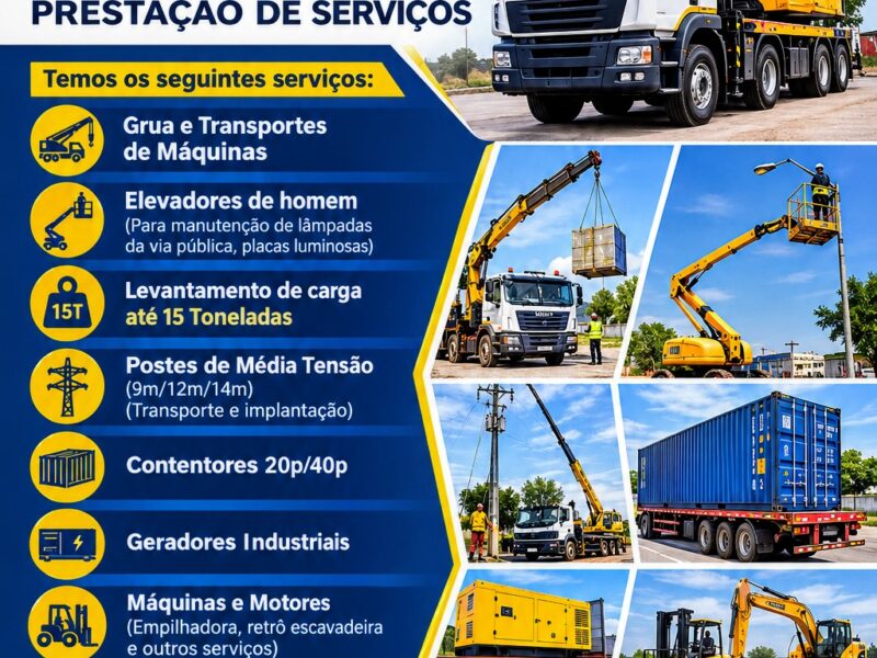 🚛 PRECISAS DE CARRINHA, GUINDASTE OU CAMINHÃO GRUA? Tem carga pesada para movimentar? Precisa de um orçamento, transporte ou remoção de equipamentos e materiais? Conte com profissionais e equipamentos preparados para fazer o serviço com segurança, agili